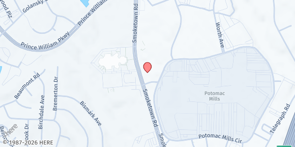 Map showing Woodbridge Church of the Nazarene at 14001 Smoketown Road, Woodbridge, VA