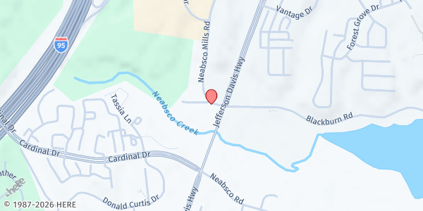 Map showing Woodbridge Workers at 13950 Jefferson Davis Highway, Woodbridge, VA