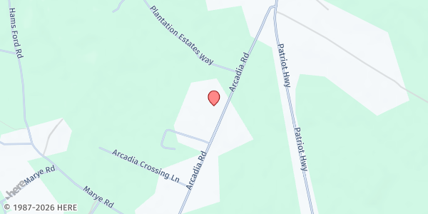 Map showing Beulah Baptist Church at 5216 Arcadia Rd., Woodford, VA