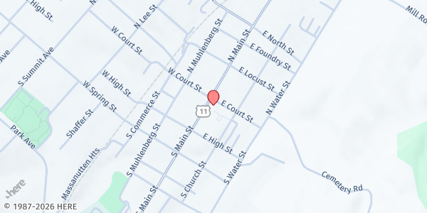 Map showing Emmanuel's Table at 122 East Court Street, Woodstock, VA