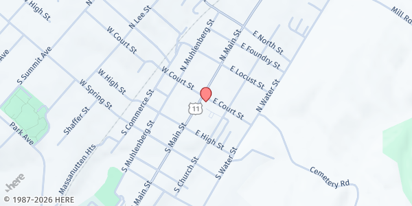 Map showing Emmanuel's Table Food Pantry @ Emmanuel Episcopal Church at 122 East Court Street, Woodstock, VA