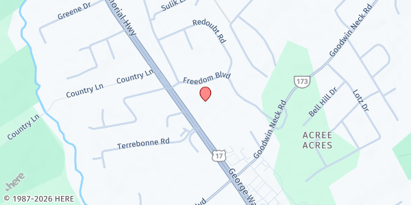 Map showing Waters Edge Church at 6830 George Washington Memorial Highway, Yorktown, VA