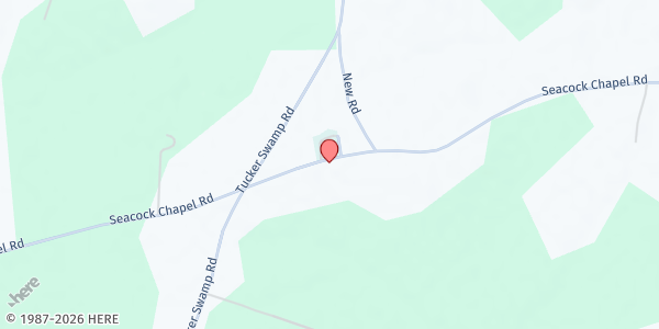 Map showing Tucker Swamp Baptist Church at 37527 Seacock Chapel Rd., Zuni, VA