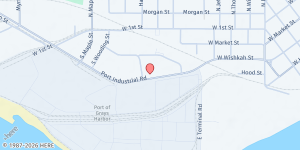 Map showing Aberdeen Food Bank at 2120 Commerce Street, Aberdeen, WA