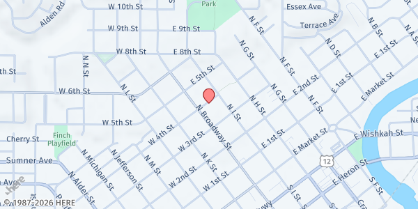 Map showing Aberdeen Food Bank at 103 E Fourth Street, Aberdeen, WA