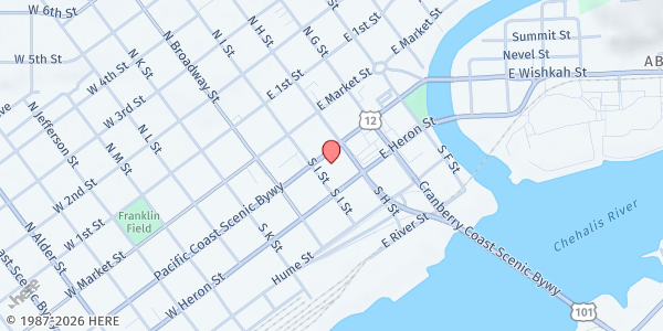 Map showing Faith House Church at 209 E Wishkah, Aberdeen, WA