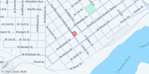 Map showing Faithhouse Ministries at 801 W Wishkah St, Aberdeen, WA