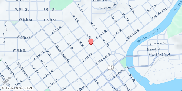 Map showing Salvation Army Grays Harbor at 215 N G Street, Aberdeen, WA