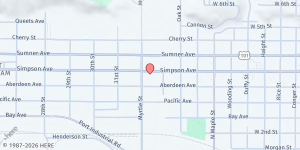 Map showing United Way Of Grays Harbor at 2721 Simpson Ave, Aberdeen, WA