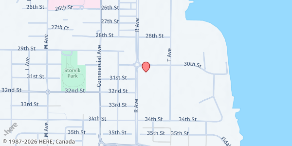 Map showing Salvation Army - Anacortes - Food Distribution Center at 3001 R Ave #100, Anacortes, WA