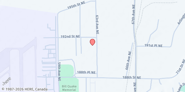 Map showing Arlington Food Bank at 19118 63rd Ave. NE, Arlington, WA