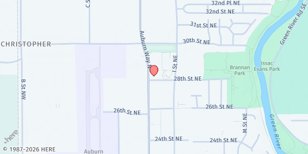 Map showing Auburn Food Bank at 2804 Auburn Way N, Auburn, WA