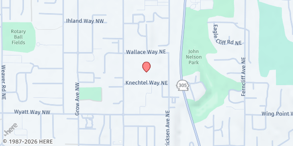 Map showing Helpline House at 282 Knechtel Way NE, Bainbridge Island, WA