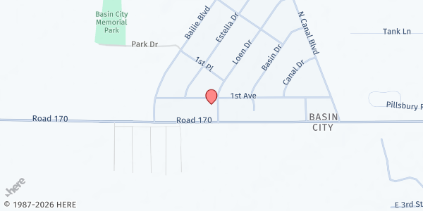 Map showing Basin City Help Services at 7180 Road 170, Basin City, WA