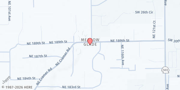 Map showing Battle Ground Adventist Community Services at 11117 NE 189th St, Battle Ground, WA