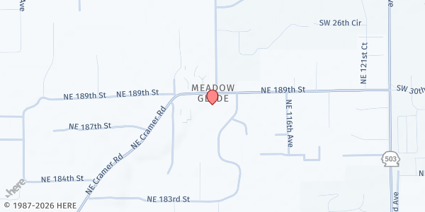 Map showing Battle Ground Adventist Community Services at 11117 NE 189th St #100, Battle Ground, WA