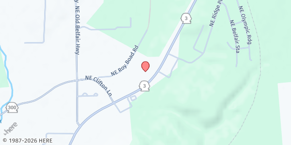 Map showing North Mason Food Bank at 24131 NE State Route 3, Belfair, WA