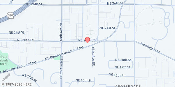 Map showing Renewal Food Bank at 15022 Bel-Red Rd, Bellevue, WA