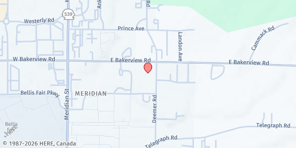 Map showing Interfaith Coalition of Whatcom County - Main Distribution Center at 495 E Bakerview Rd, Bellingham, WA