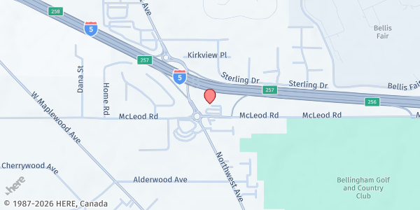 Map showing Maple Alley Inn at 2750 McLeod Rd, Bellingham, WA