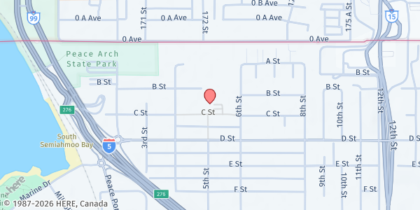 Map showing Blaine Food Bank at 500 C St, Blaine, WA