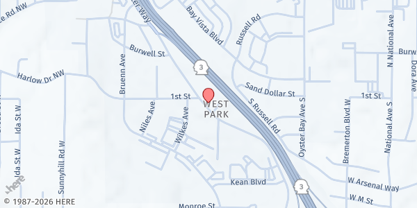Map showing Sinclair Missionary Baptist Church at 4900 Auto Center Way, Bremerton, WA