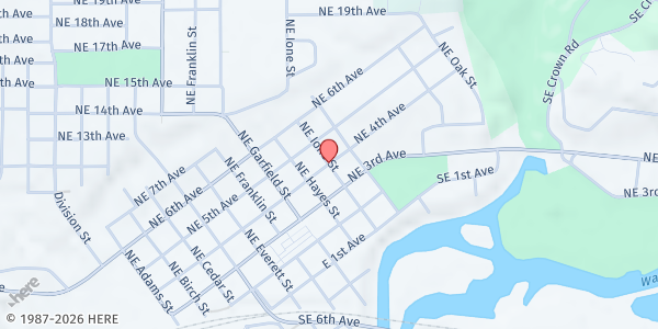 Map showing Camas Friends Church at 1001 NE 4th Avenue, Camas, WA