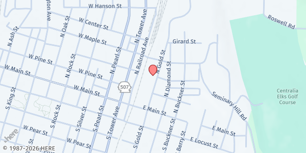 Map showing Salvation Army Centralia at 303 N Gold St, Centralia, WA