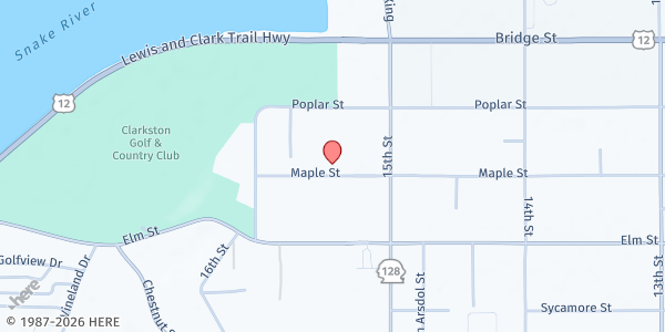 Map showing Asotin Food Pantry at 1546 Maple St, Clarkston, WA