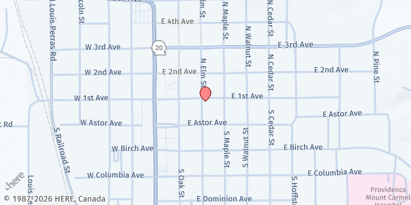 Map showing Feed the Hungry - Food Distribution Center at 111 S Elm St, Colville, WA