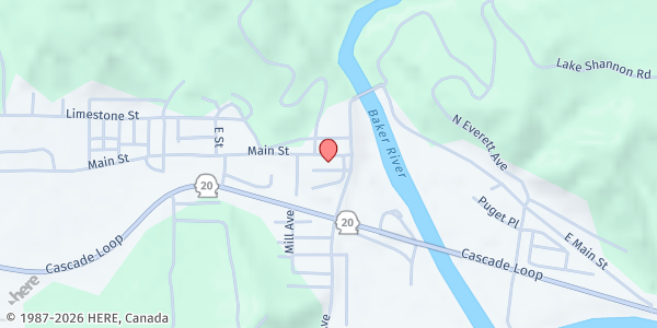 Map showing Concrete Food Bank at 45942 Main St, Concrete, WA