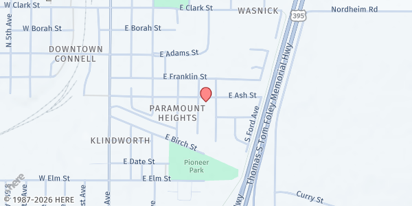 Map showing St. Vincent Catholic Church at 220 S Dayton Ave, Connell, WA