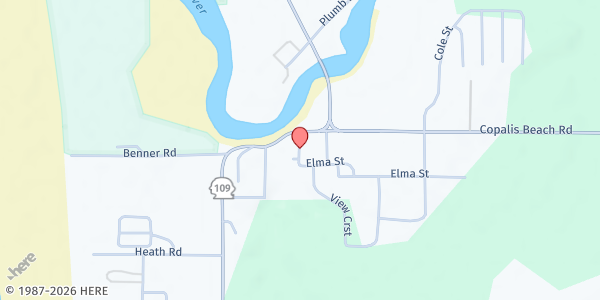 Map showing Copalis Community Church Food Bank at 12 Hopkins St, Copalis Beach, WA