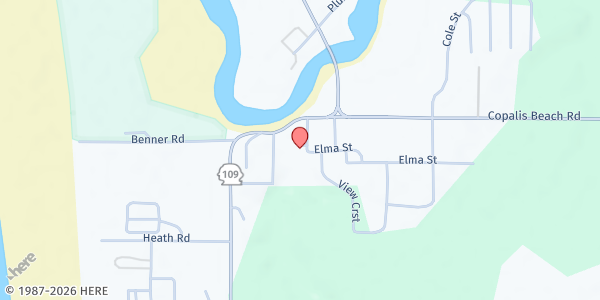 Map showing Copalis Community Church Food Bank at 3140 WA-109, Copalis Beach, WA