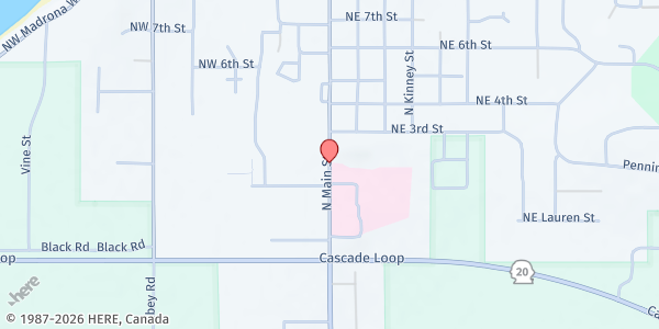 Map showing Gifts From the Heart Food Bank at 203 N Main St, Coupeville, WA