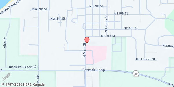 Map showing Gifts From The Heart Food Bank at 203 N Main St, Coupeville, WA