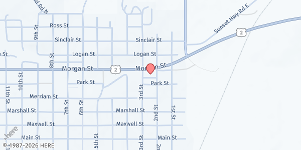 Map showing Lincoln County Care & Share - Food Pantry at 203 Morgan St, Davenport, WA