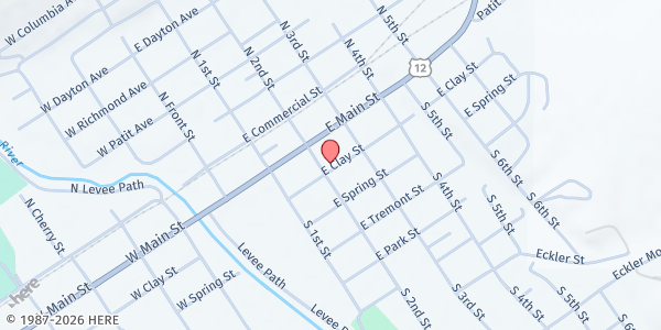 Map showing Dayton Adventist Community Services Center at 305 E Clay St, Dayton, WA