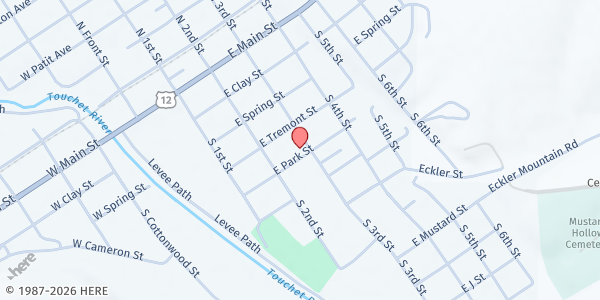 Map showing First Christian Church at 410 S 3rd St, Dayton, WA