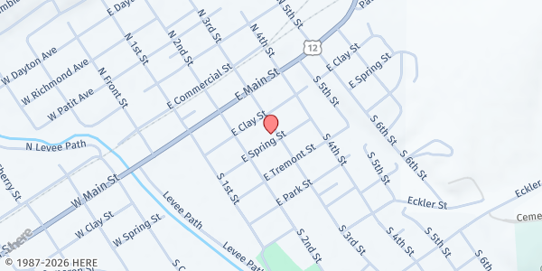 Map showing First Congregational Church-UCC at 214 S 3rd St, Dayton, WA