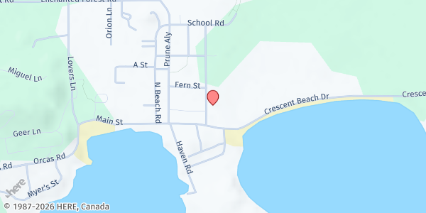 Map showing Orcas Island Food Bank at 116 Madrona St, Eastsound, WA