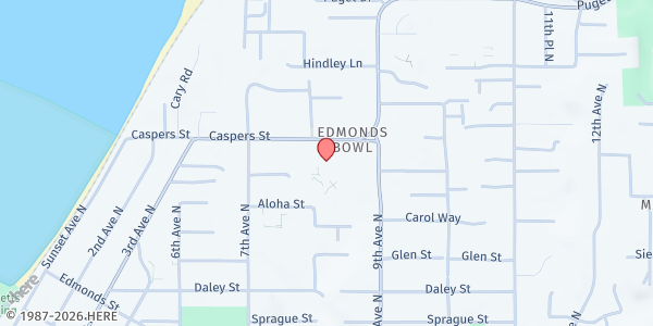 Map showing Carol Rowe Memorial Edmonds Food Bank at 828 Caspers St., Edmonds, WA