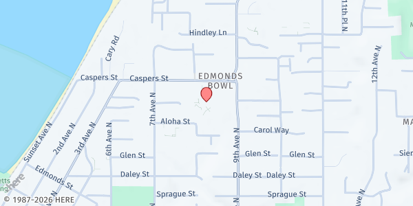 Map showing Edmonds Food Bank at 828 Caspers St., Edmonds, WA