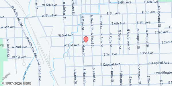 Map showing FISH Open Table at 204 N Main St, Ellensburg, WA