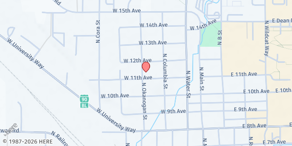 Map showing Independent Baptist Church at 1104 N Okanogan St, Ellensburg, WA