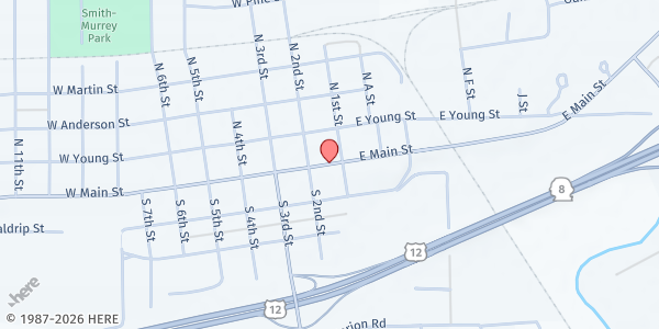 Map showing East Grays Harbor County Food Bank at 106 W Main, Elma, WA