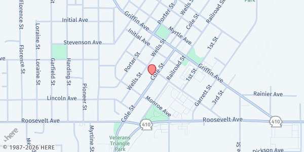 Map showing Enumclaw Kiwanis Food Bank at 1350 Cole St, Enumclaw, WA