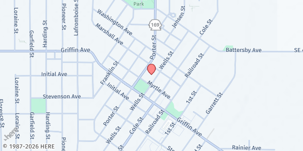 Map showing Plateau Outreach Ministries Food Bank at 1720 1/2 Wells St, Enumclaw, WA