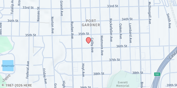 Map showing Cocoon House - Food Distribution Center at 3530 Colby Ave, Everett, WA