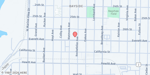 Map showing Everett United Church of Christ - Food Distribution Center at 2624 Rockefeller Ave, Everett, WA